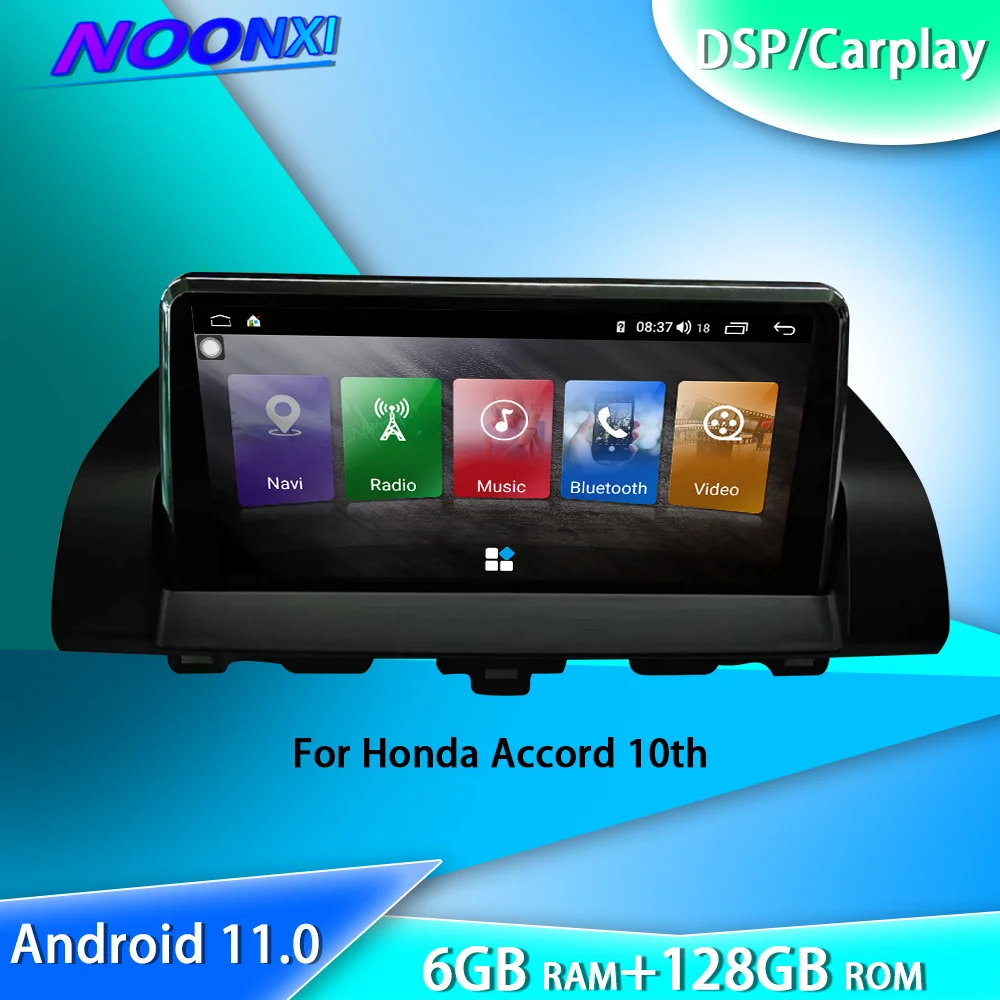 For Honda Accord Ten Generation Car Multimedia Player GPS Navigation Video DVD Radio Stereo 2Din DSP Head Unit 6+128G Android 11