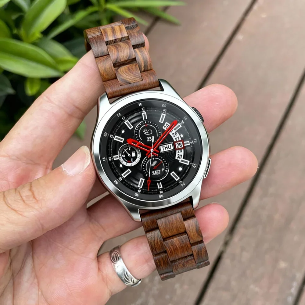 20mm 22mm Walnut Wood Strap for Samsung Galaxy watch 7/FE/6/5/4 40mm 44mm Band for Huawei Watch GT5/GT4 46mm/Amazfit GTS 2/2e
