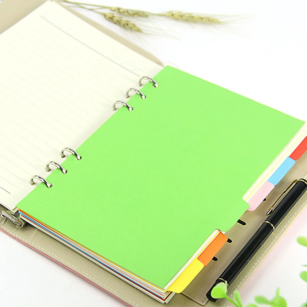 24pcs Dividers For Notebooks Colored Page Markers Index Classified Labels School Binder Organizers Replacement Papers 6 Holes A5