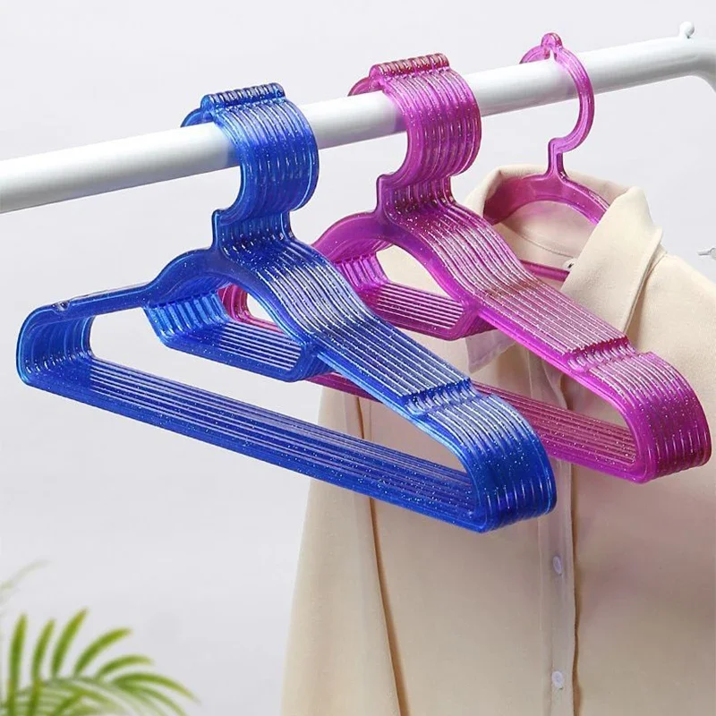 Crystal Plastic Clothes Hanger 45cm Non‑Slip Hangers with Notch for Wardrobe Storage Anti‑Deformation Clothing Rack for Shirts