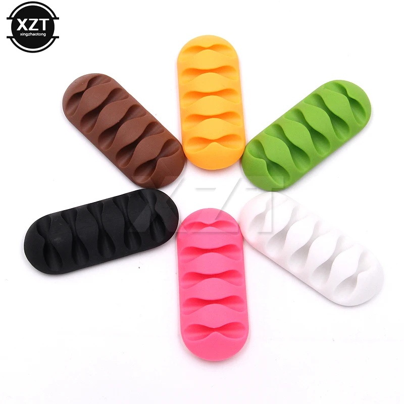 Desktop Cable Fixer Five Holes Fixer Mouse Data Headphone Wire Multifunctional Organizer Self-adhesive Without Punching
