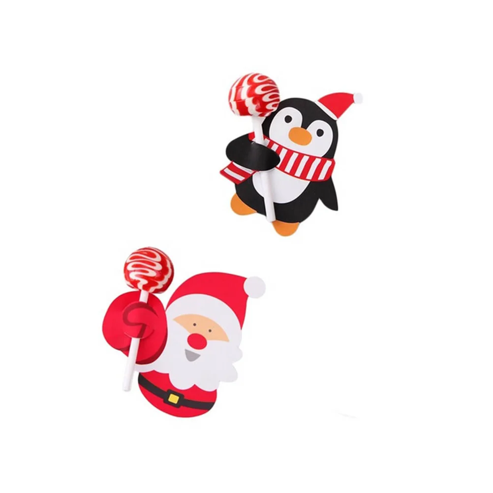 50 stuks mooie pinguïn kerstman lolly papier kerst doe-het-zelf snoep decoratie xmas verjaardagsfeestje benodigdheden voor kinderen (zwart)