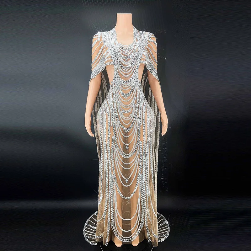 

Crystal Sequined Women's Evening Dress Dress Long Dress Birthday Party Performance Senior Party Damen Kleider Abendkleid Elegant