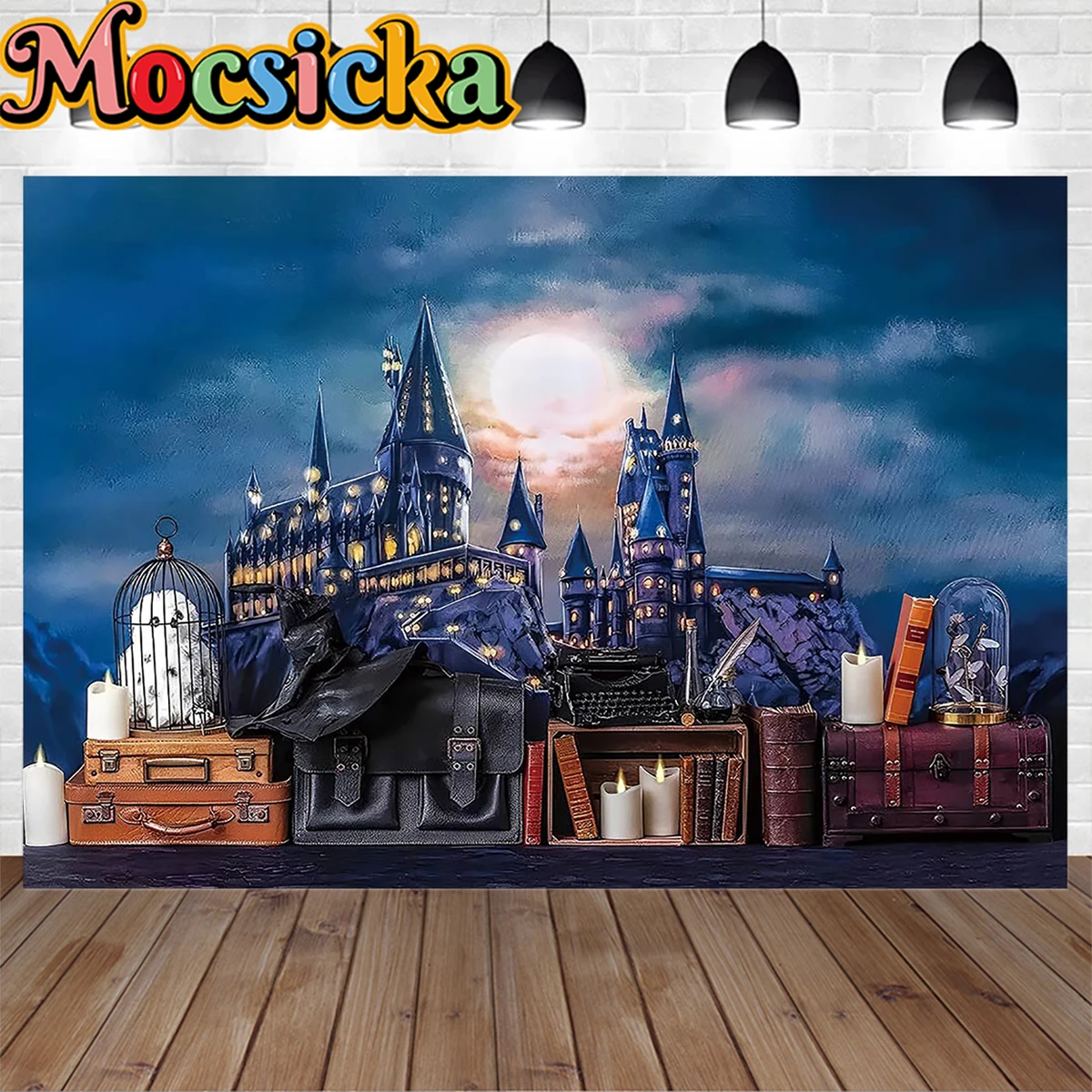 Tema noturno mágico bolo de bebê quebra festa de aniversário fundo cartaz castelo aventura pano de fundo crianças retrato estúdio foto prop