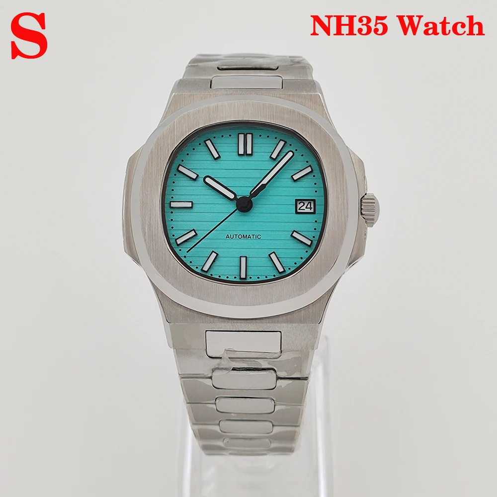 Водонепроницаемые механические часы из нержавеющей стали в стиле Nautilus, механизм NH35, мужские и женские высококачественные часы Водонепроницаемые механические часы из нержавеющей стали в стиле Nautilus, механизм NH35, мужские и женские высококачественные часы