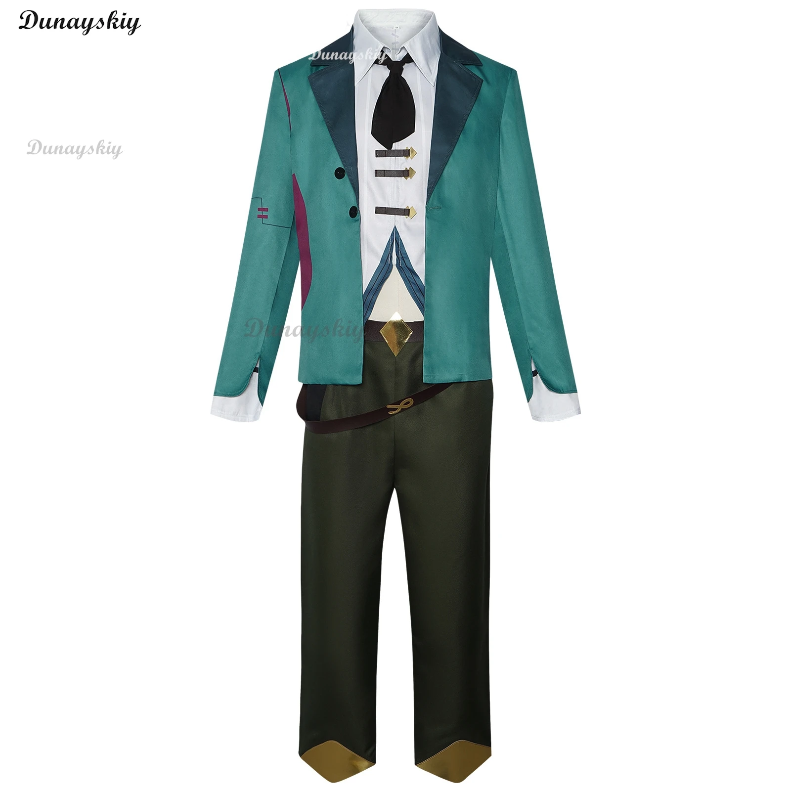 Anime Game LOL Movie Arcane 2 Ekko Boy Who Shattered Time Cosplay Costume Green Coat Uniform Shirt Wig Adult Man Carnival Suit