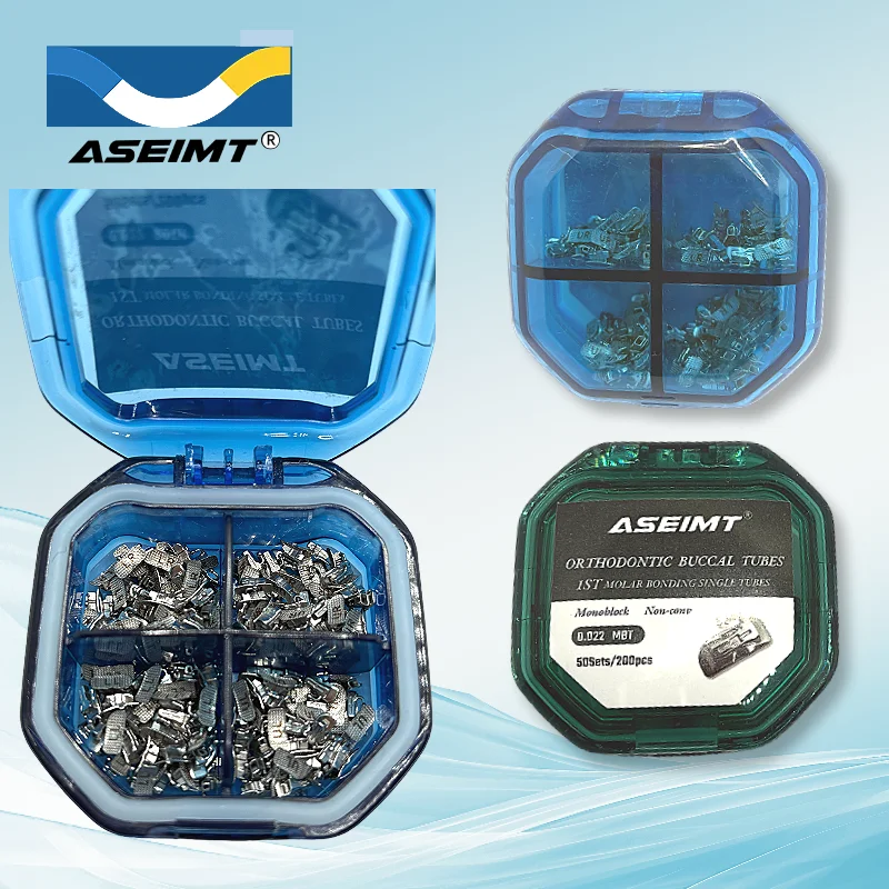 

Orthodontic Buccal Tubes MBT 0.022/0.018 200Pcs Dental 1st Molar Bondable Monoblock Non-Convertible Single