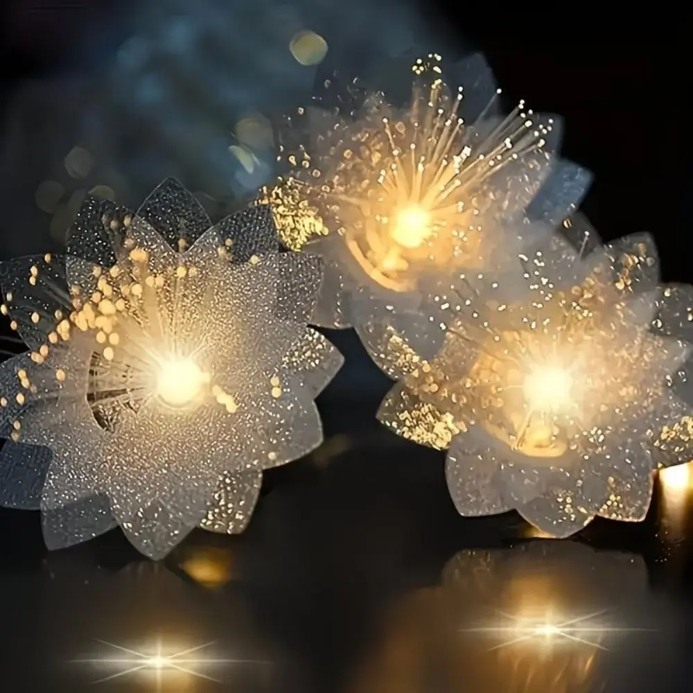 

Colorful/Warm White Fiber Optic Flower LED String Lights, Battery Operated Decorative Lights for Bedroom Wedding Party Christmas