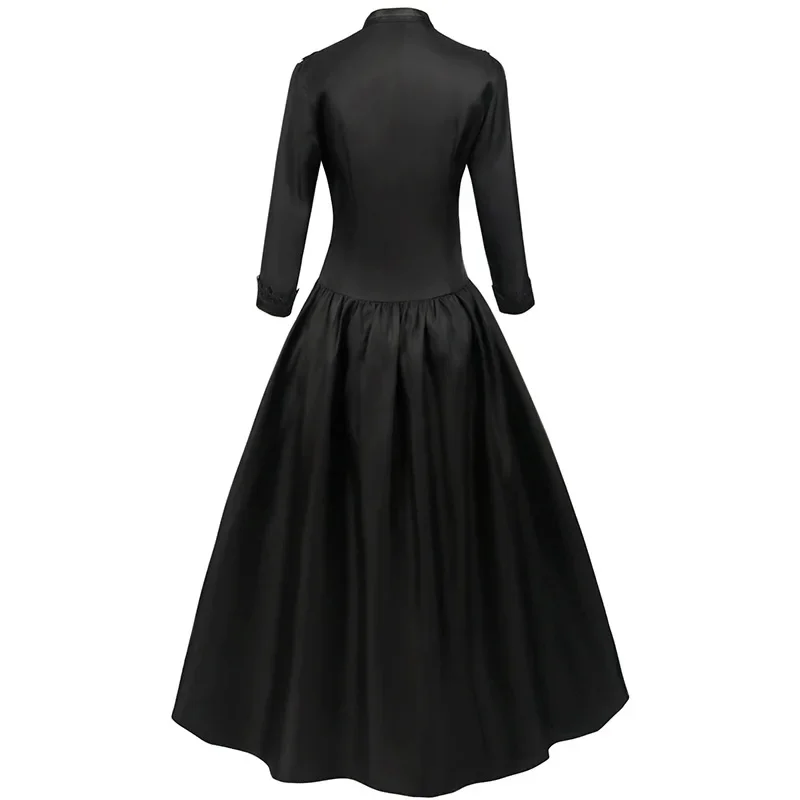 Women Black Gothic Steampunk Long Dress Irregular Hem Victorian Party Prom Halloween Costume Woman Vintage Medieval Dresses 3XL