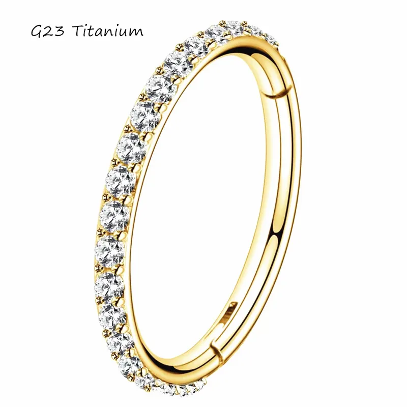 10pc G23 Titanium CZ Nose Seamless Hinged Segment Ring Clicker Ear Cartilage Helix Tragus Rook Hoop Septum Body Piercing Jewelry
