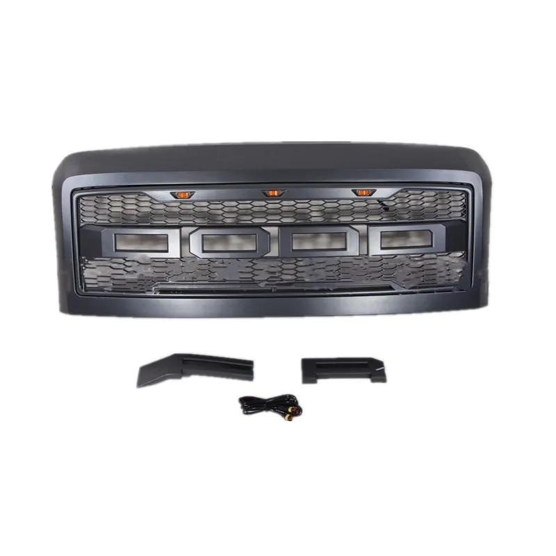 

Matte Black Front Grille For Ford F250 F350 2008 2009 2010 2011 Upgrade F-150 Raptor Style Racing Grill with LED Light