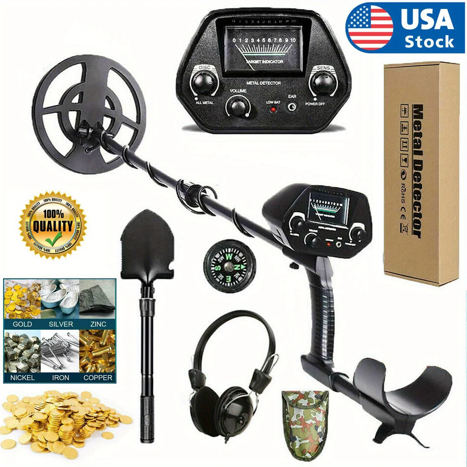 Metal detector with larger LCD display for easier reading