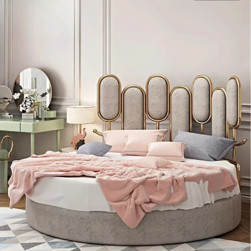 Minimalist Pink Bed Double Frame Modern Cheap Aesthetics Safe Fashionable Bed Comfortable Design Wood Muebles Home Furniture