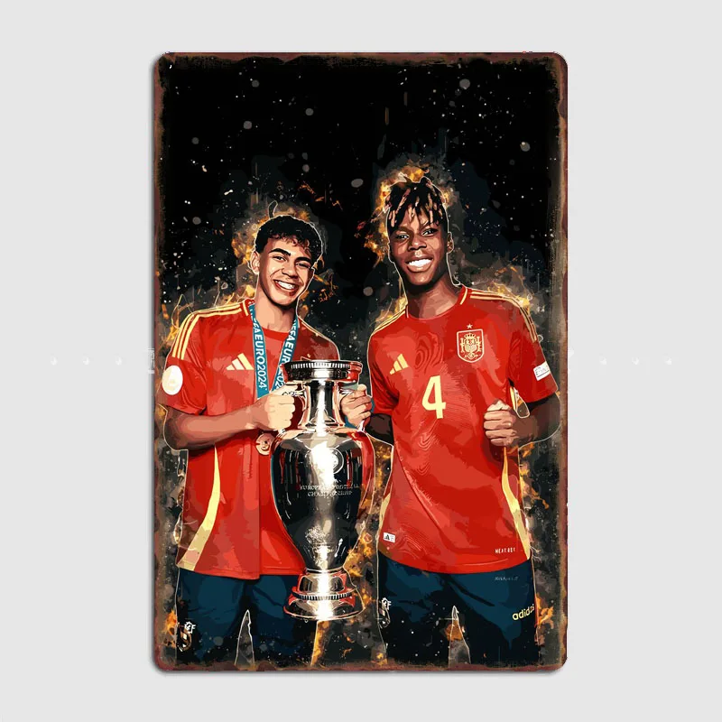 Nico Williams and Lamine Yamal Football Player Metal Poster Retro Custom Bar Club Wall Decor Pub Tin Sign Home Decor Room Decor