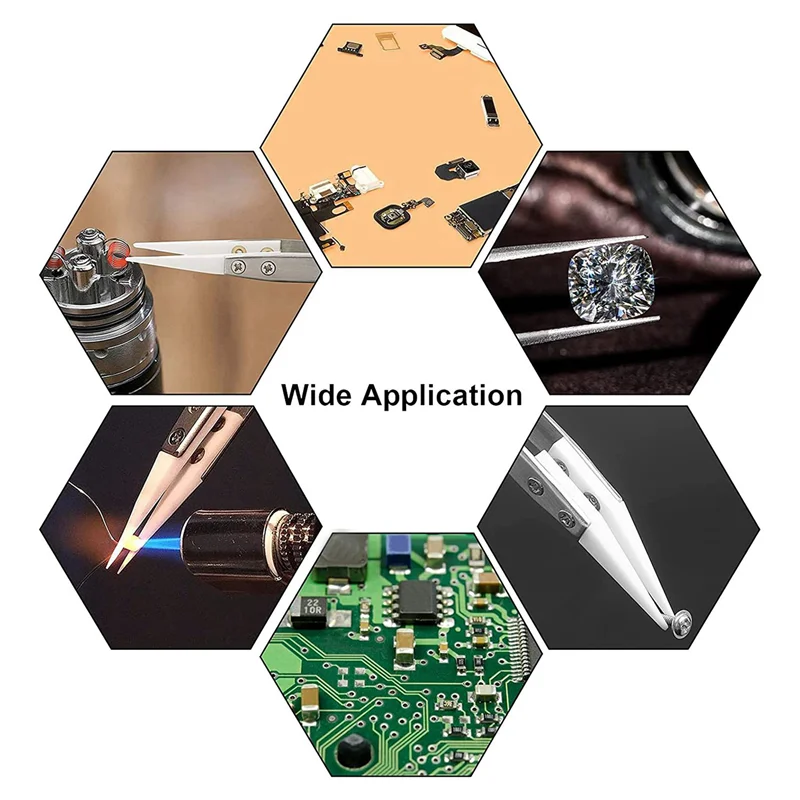 ABRW-12 pinzette per saldatura inversa di precisione, set di pinzette a punta e curve non conduttive, antimagnetiche