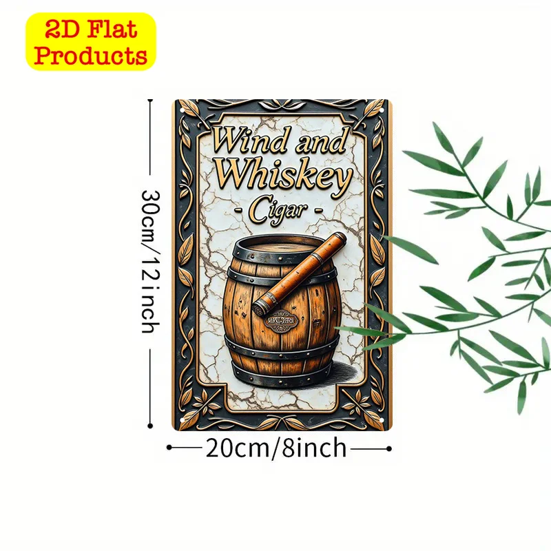 Vintage Whiskey Barrel Metal Poster - Retro Pub Wall Art for Home Bar Garage, Heavy Aluminum Weatherproof