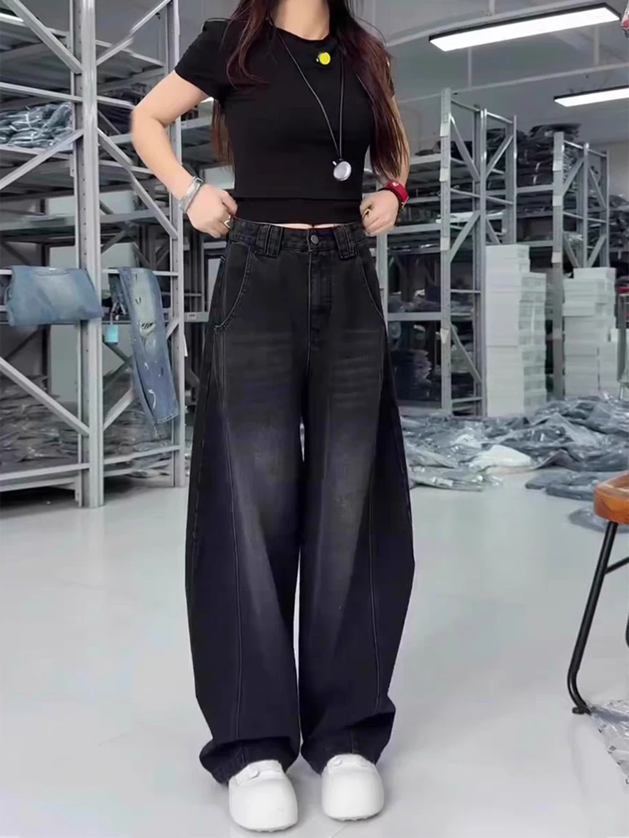 

High Waist Wide Leg Jeans Women's Vintage American Sle Knife Straight Cut Jeans for Pear aped plus Size Spring Wear