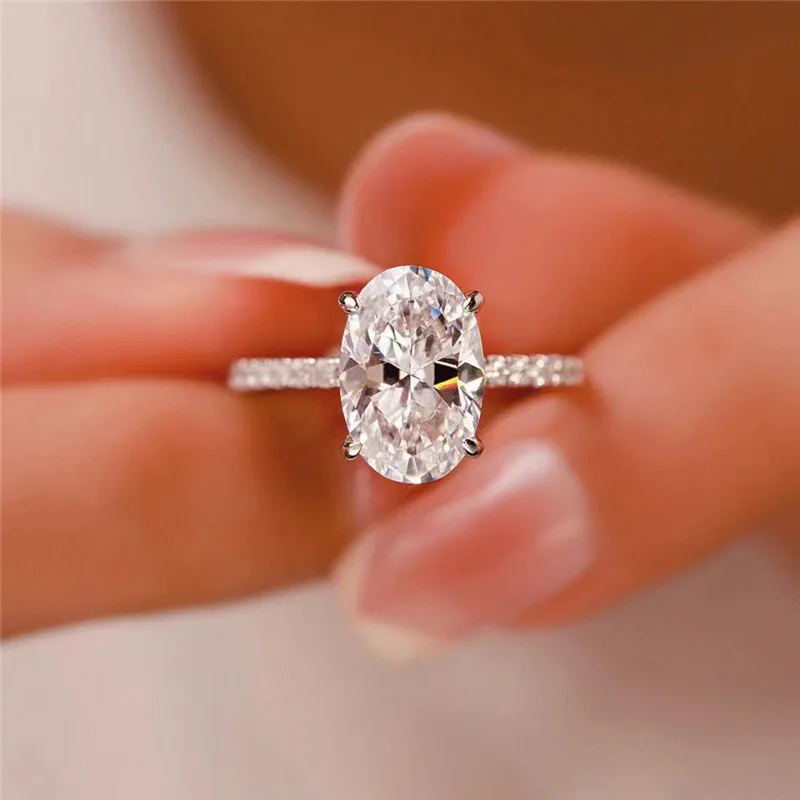 

9K Gold Ring Oval Mosan Diamond D VVS1 Ring Wedding Engagement Party Anniversary&Valentine's Day Gift Pass the diamond test