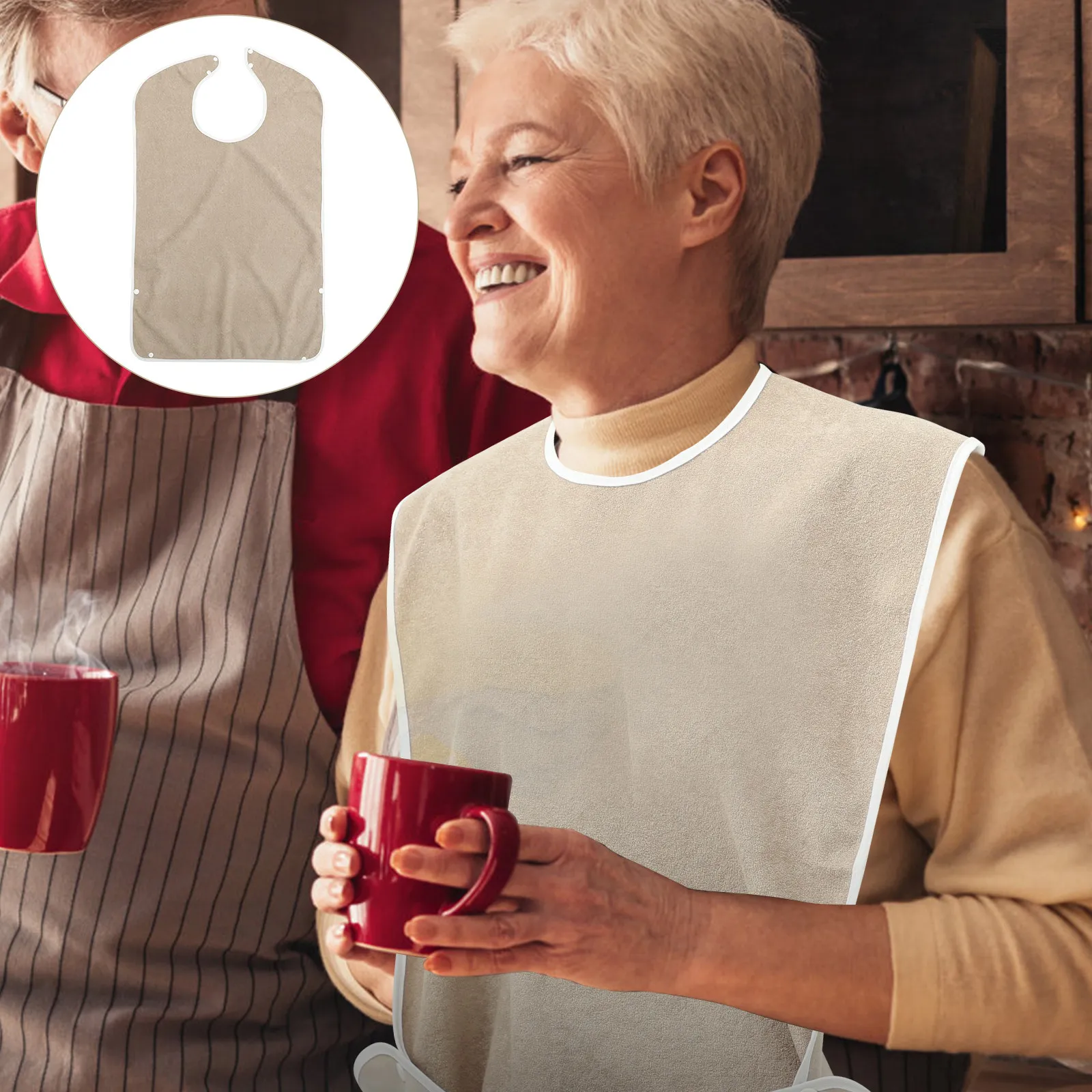 Adults Waterproof Bib Comfortable Eating Apron Washable Protective Senior Clothing Protector Mealtime Dining Saliva Towel