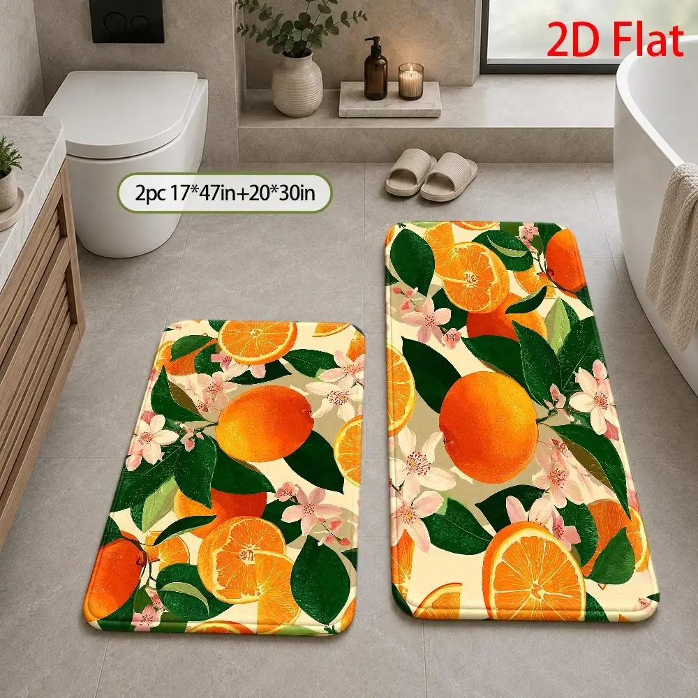 Tropical Citrus Orange Slices Bath Mat Rug Anti Fatigue Bathroom Floor Runner Mat Home Decor Kitchen Area Mat Towel