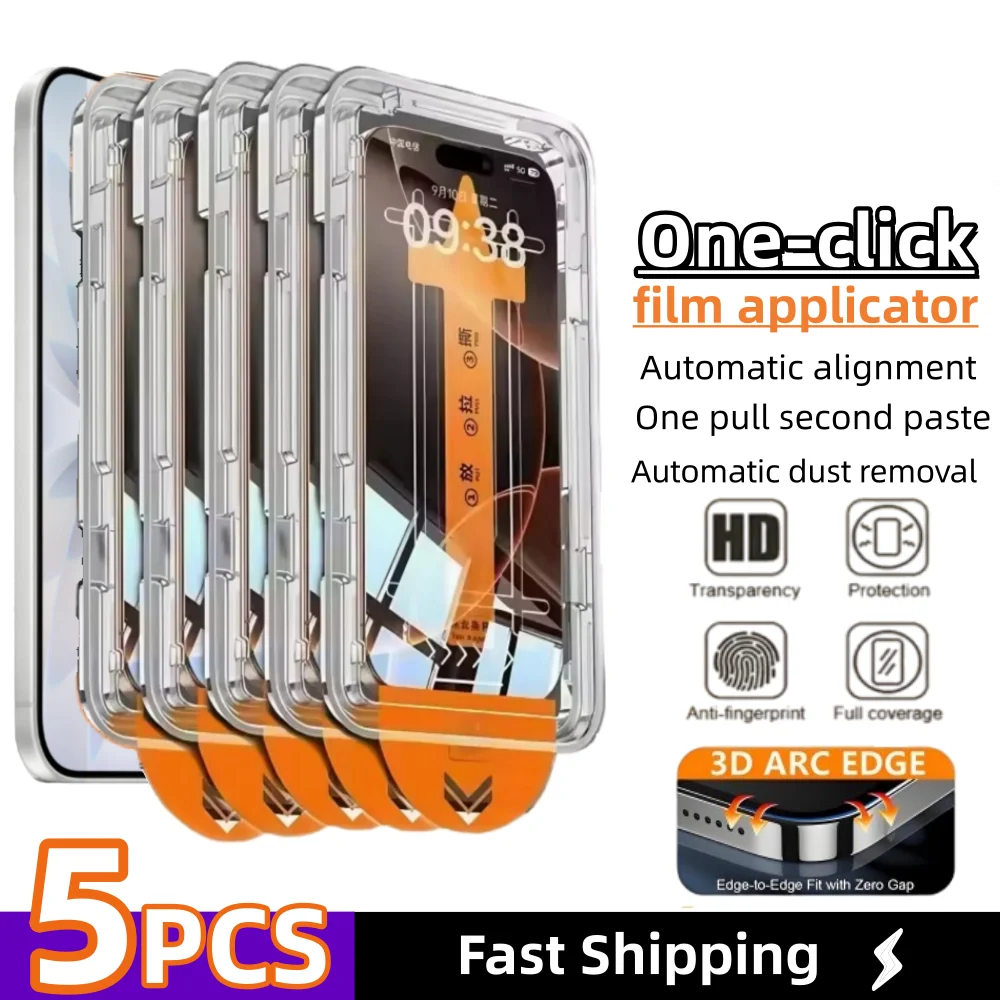 

5PCS Dust Free Easy Install Tempered Glass Film For OnePlus 13S 11 12 15 7 8T 10R 9RT 10 Pro Oleophobic Coating Screen Protector