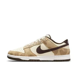 Nike Beige Brown Color Matching Original Dunk Low Retro Low Top Boardshorts Men Women Wear-resistant Slip-resistant Casual Shoes