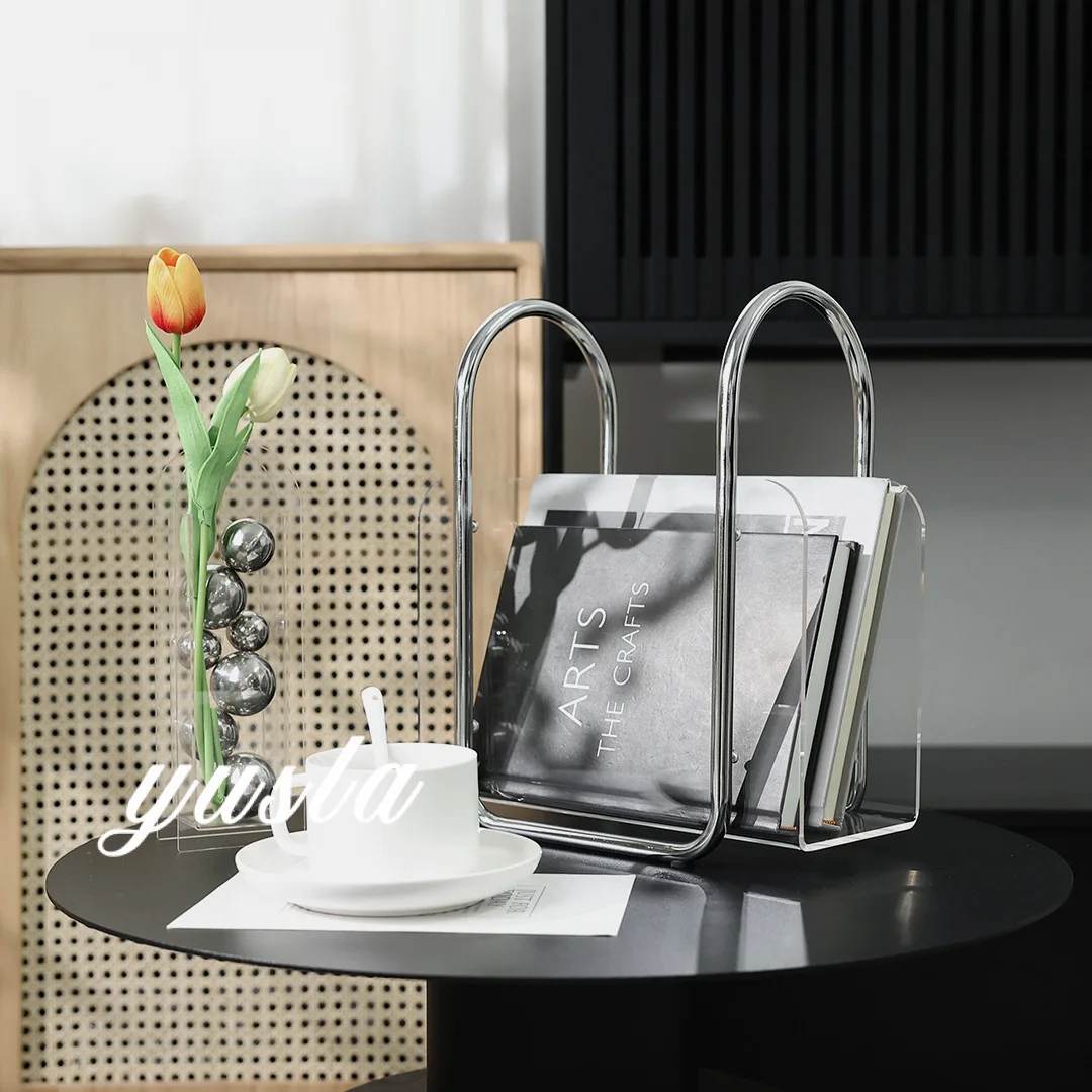 Acrylic Handheld Bookshelf - Modern Tea Table Display, Stylish Desktop Storage, Elegant Home Decor, Trendy Showroom Piece