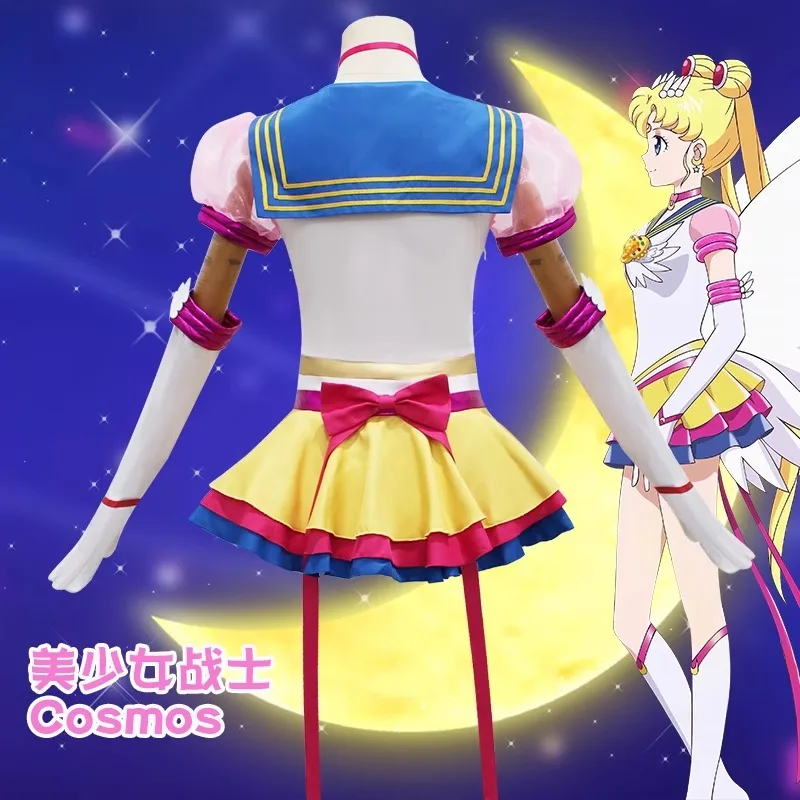 Anime Sailor Moon Cosplay Costume Tsukino Usagi Uniform Dress Outfits Cosplay Yellow Wig Halloween Carnivl Party Women Kids view 4