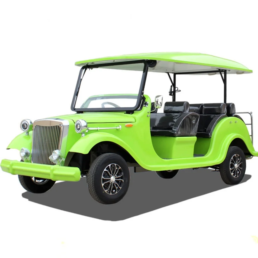 Brand New Design Sightseeing Bus Club antique Car 4 Wheel Disc Brake Antique self-propelled Car LED Lights Golf Push Cart