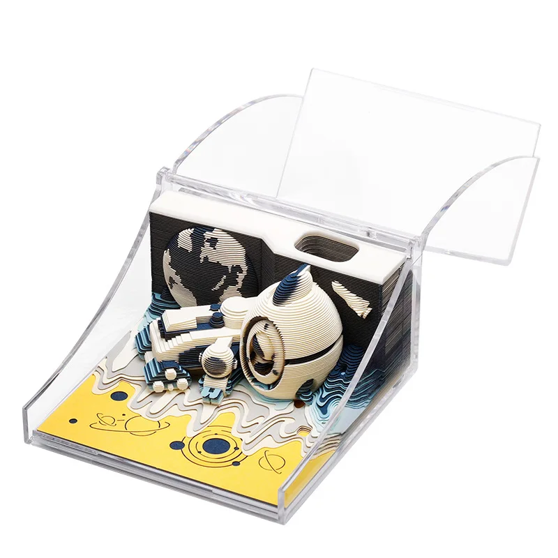 Seri Dirgantara 3D Stereo Sobek Catatan Tempel Hadiah Dekorasi Desktop Dirgantara Model Ukiran Kertas Hadiah untuk Anak-anak