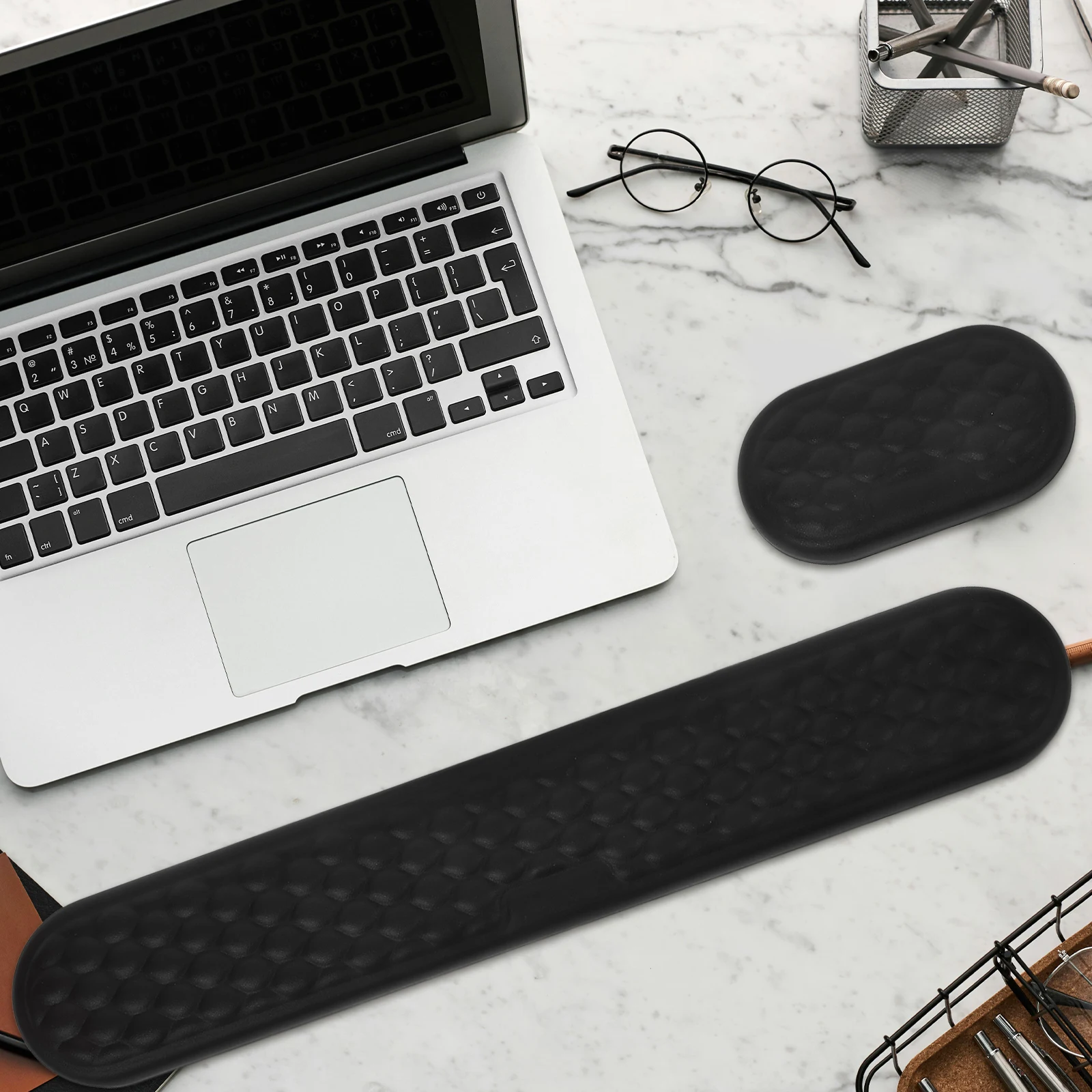 

Ergonomic Keyboard Pad Memory Foam Office Home Black Laptop Computer Mousepad Wrist Support Mouse Support Non Slip Silicone