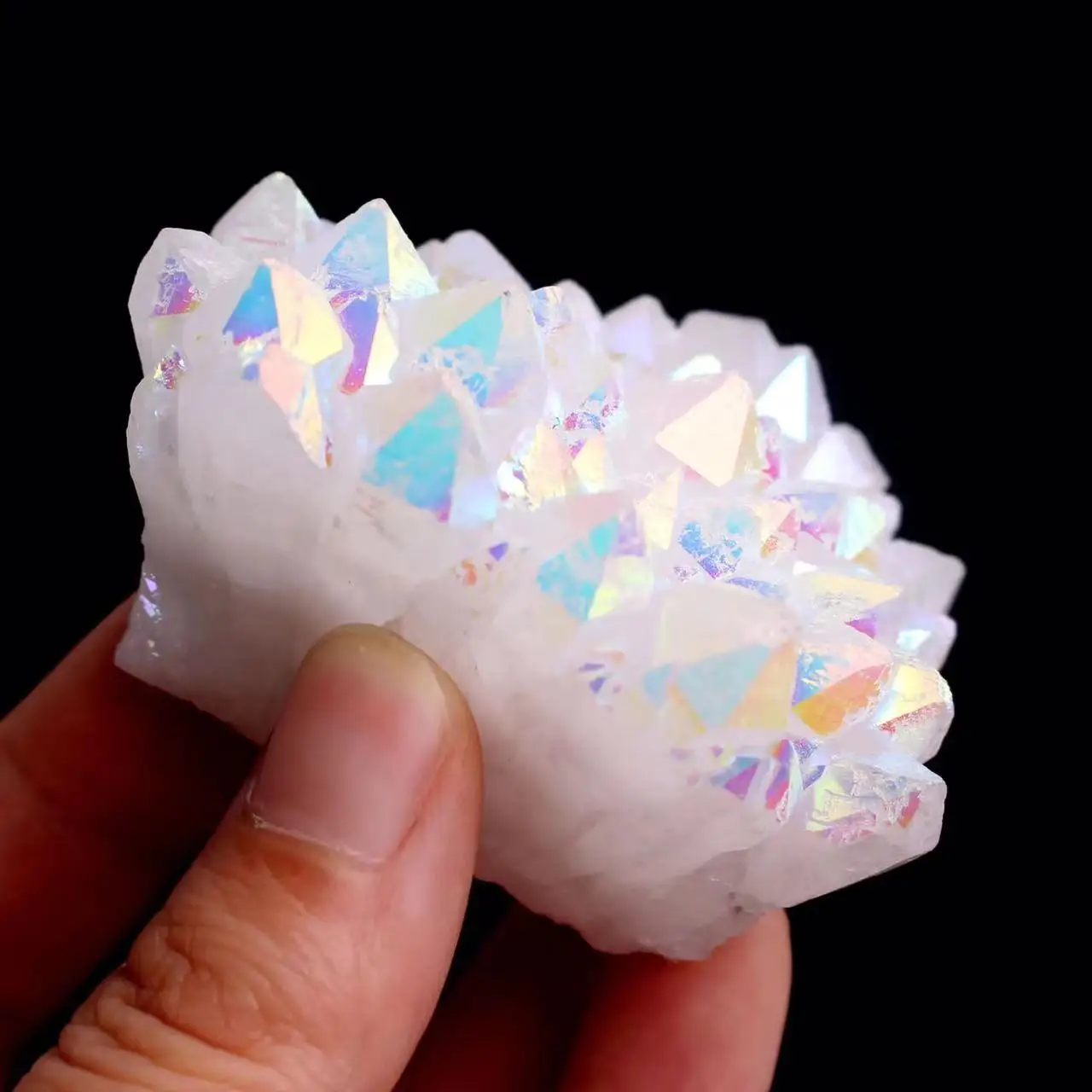 

Natural Electroplate Crystal Mineral Specimen Angel Aura Clear Quartz Cluster for Home Decorate 1pc