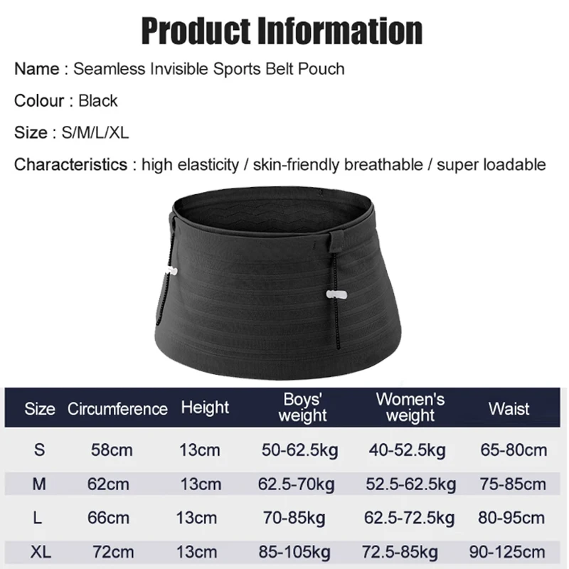 Running Waist Bag Men Women Invisible Elastic Running Belt Multi-function Sports Phone Waist Belt Bag Gym Fitness Marathon