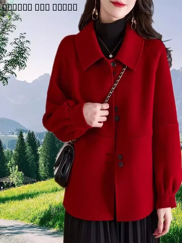 

Модное женское короткое шерстяное пальто свободного кроя премиум-качества в корейском стиле для осени и зимы, для невысоких женщин