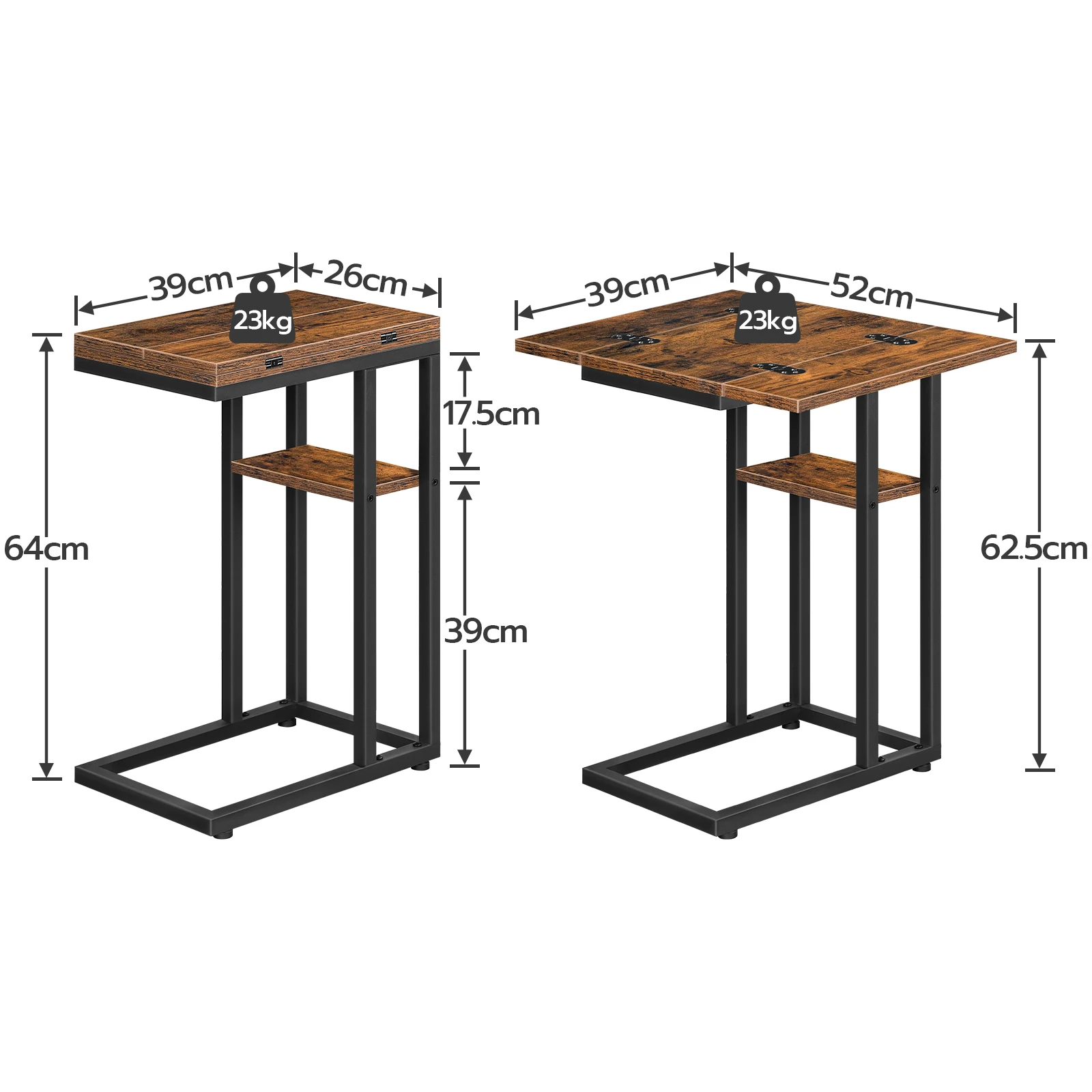 HOOBRO C-Form Side Table Folding Sofa Table Coffee Table Snack Table with Storage Shelf Slim Bedside Table For Livingroom Bedrom