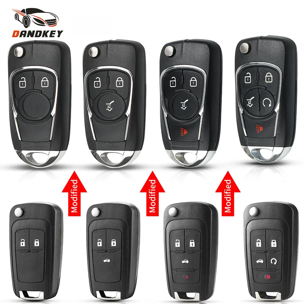 Dandkey 10PCS For Chevrolet Cruze Epica Lova Camaro Vauxhall Insignia Astra For Buick Modified 2/3/4/5 Buttons Remote Key Shell