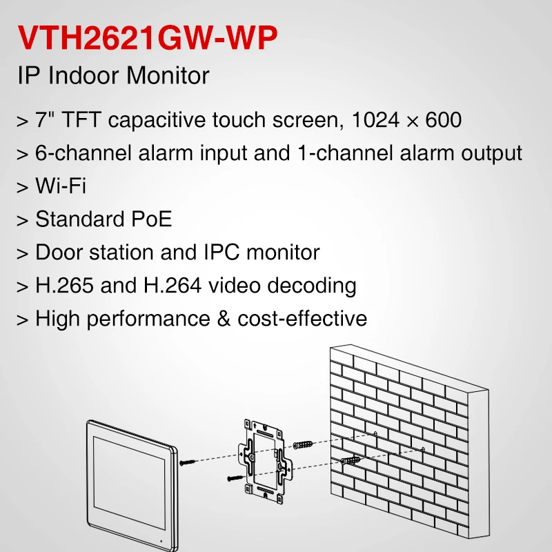 Nunua VTH2621GW-WP VTH2621G-WP Original Multi-langue H.disparait Wi-Fi PoE 7 pouces TFT Tactile IP Moniteur NikSonnette Vidéo Interphone