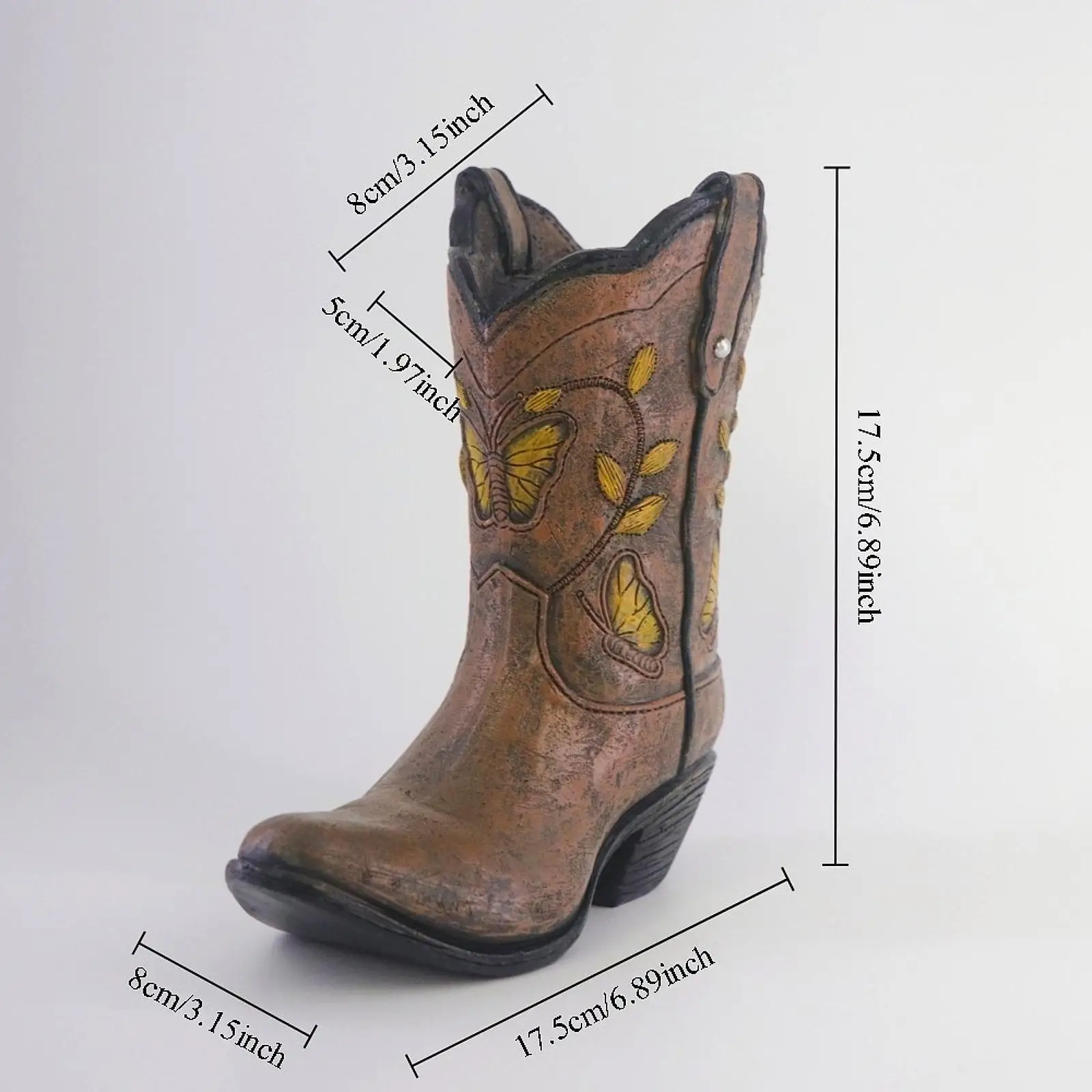 Wazon w kształcie kowbojskich butów do aranżacji kwiatowych, donica z żywicy, dekoracja wnętrz, na stół.