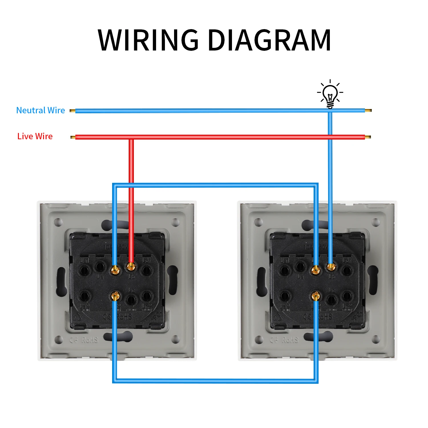 Bingoelec Push Button 1/2/3 Gang 1 Way 2 Way 3 Way Switch EU Russia Standard Home Light Switches Plastic Panel Wall Switch
