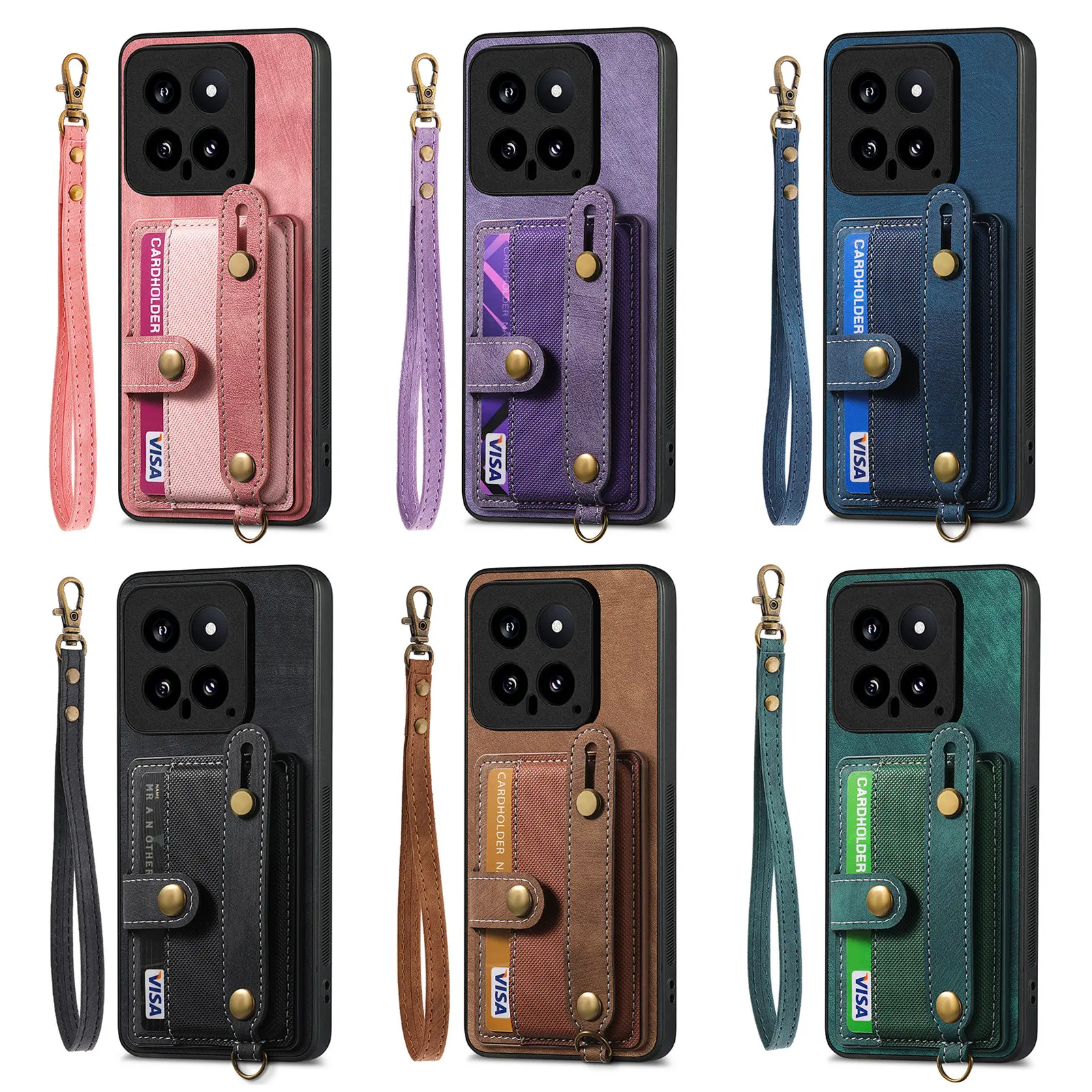 Wristband Cards Solt Leather Wallet Case For Xiaomi Redmi Note 13 Pro 12 Plus 12T 13T POCO X6 X5 X4 Pro X3 NFC Strap Pocket Bag