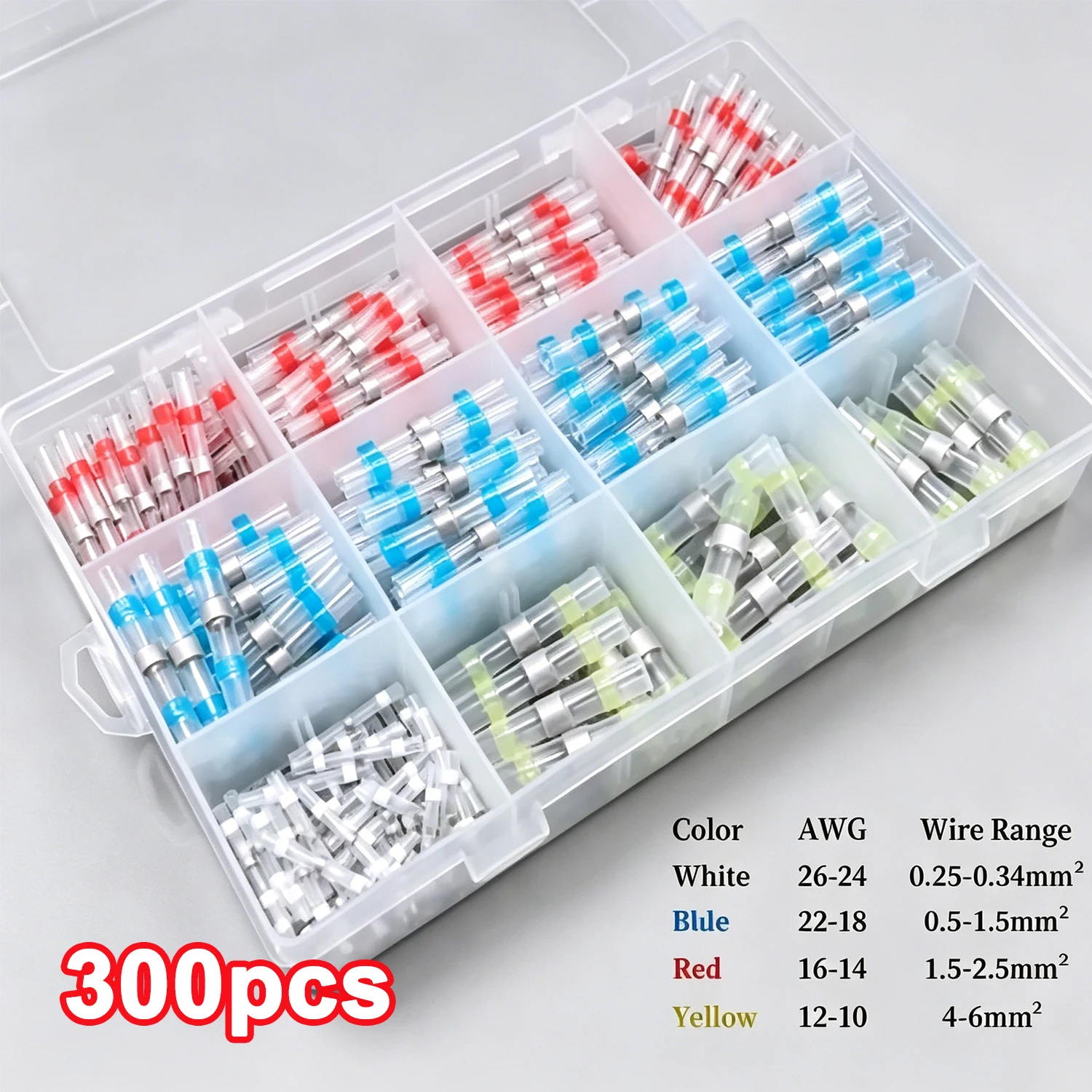 300/box Waterproof Solder Seal Heat Shrink Butt Wire Connectors Terminals Electrical Wire Cable Connectors Terminals