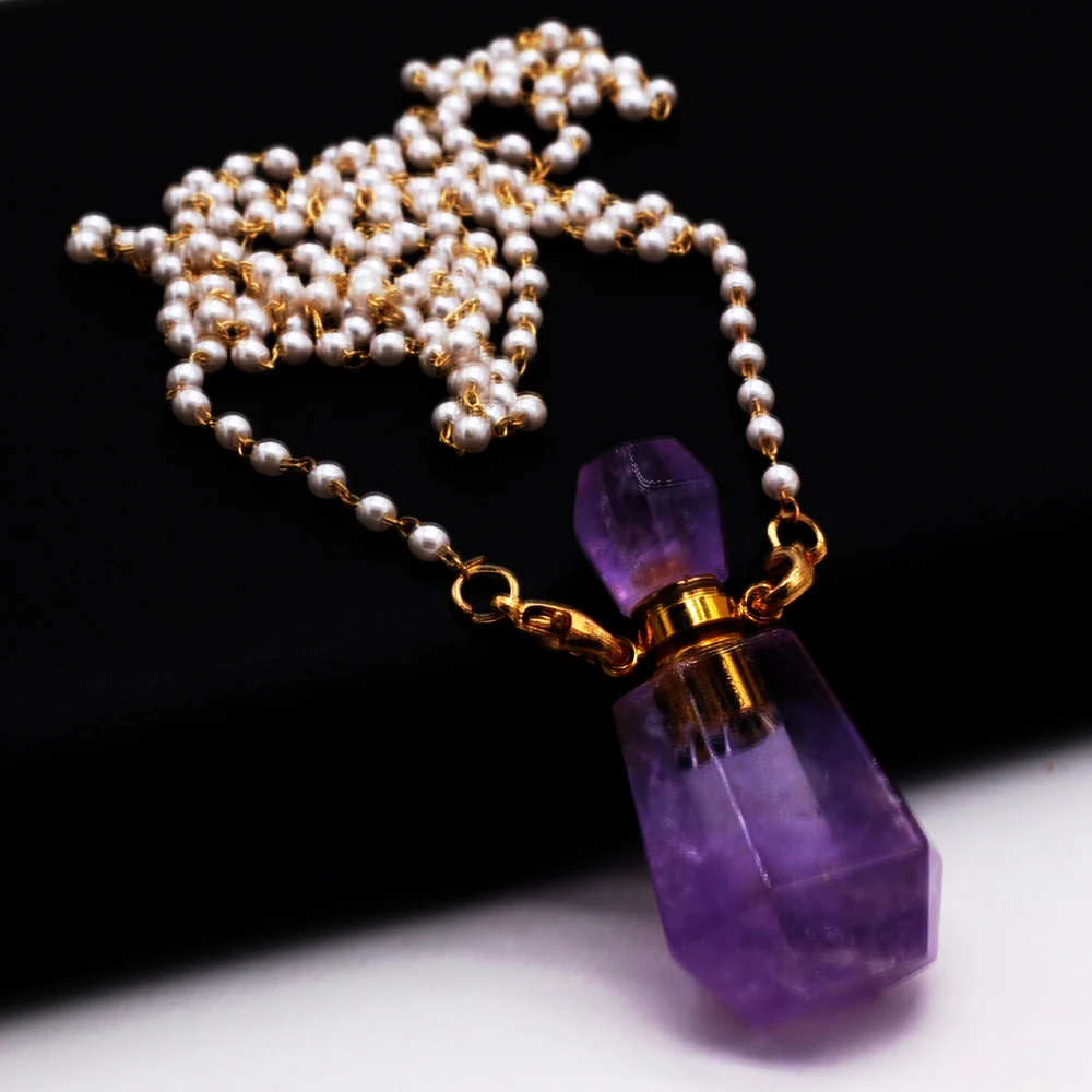 Collier de bouteille de parfum d'étoiles d'atterrissage naturelles, diffuseur d'huiles essentielles, pierre de gravier, bijoux JOfor, cadeau de fête, 17x38x13mm