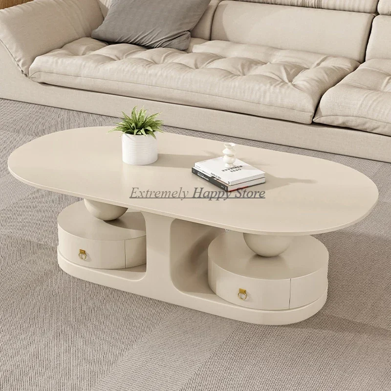 Hardcover Luxury Coffee Table Oval Corner Regale Drawers Tray Japanese Side Table Designer Storage Salontafel Home Decoration