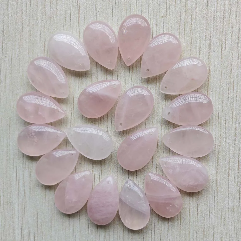 Fashion Natural rose quartz stone pink water drop pendants diy jewelry accessories making free shipping Wholesale 20pcs/lot