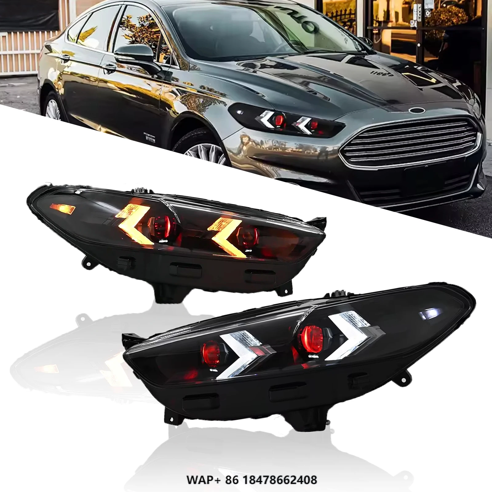 

HOSI Auto Car Lights Headlight for ford Fusion Mondeo 2013-2016 Headlamp Assembly LED Headlights Accessories