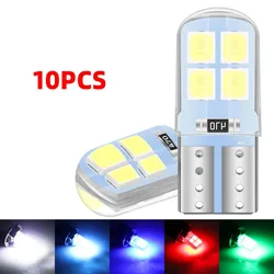 10PCS W5W T10 LED Bulbs Canbus 3030 8SMD 6000K 168 194 Led Car Interior Dome Reading Light Side Wedge License Plate Lamp 12V Red