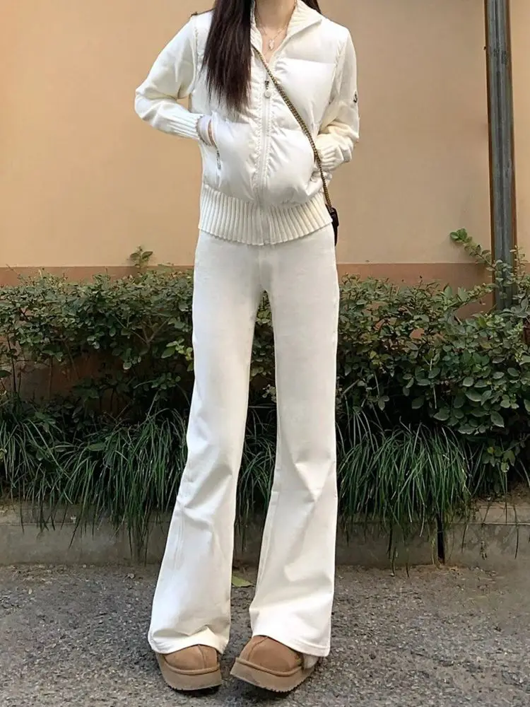 White High Waist Wide Leg Jeans Women's Autumn New Design Loose Fit Straight Cut Slimming Versatile Denim Pants Cleanfit Sle