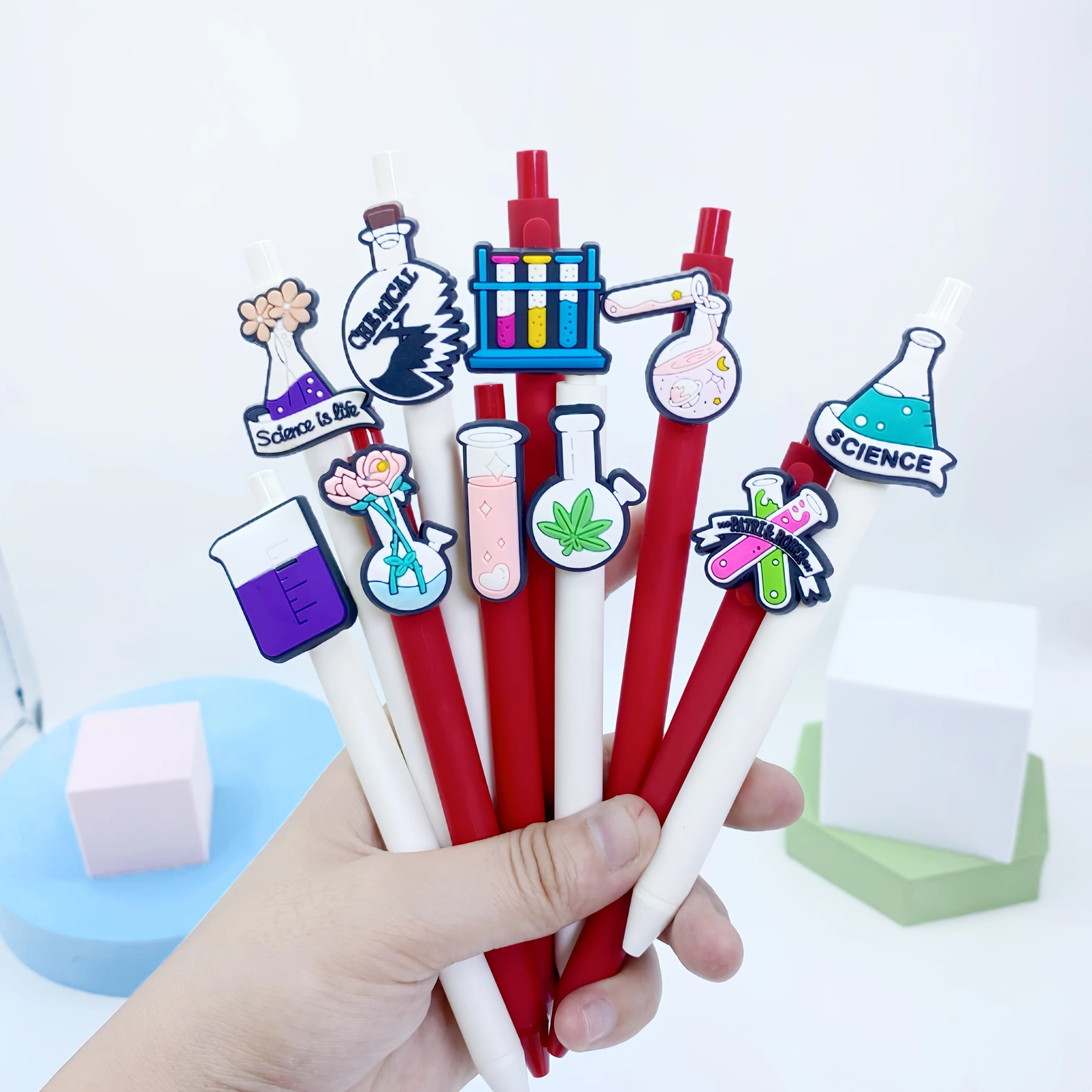 10 قطعة/20 قطعة مختبر الكيمياء زجاجة التصحيح قلم حبر جاف العودة إلى المدرسة امتحان القلم لوازم الكيمياء البلاستيكية التصحيح هلام القلم #4