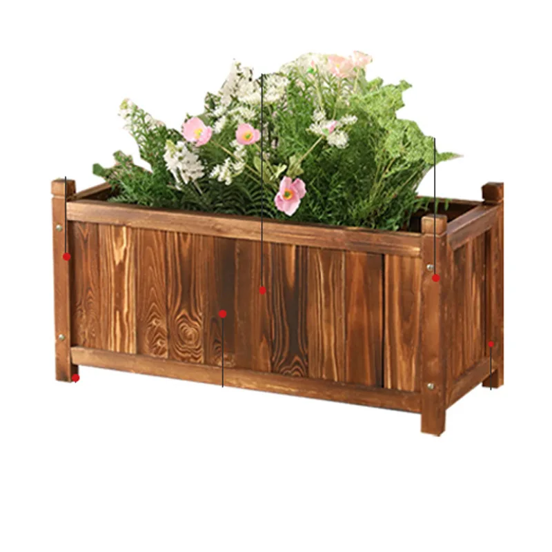 Garden preservative wood planting flower box balcony rectangular wood flower pot outdoor wooden flower slot