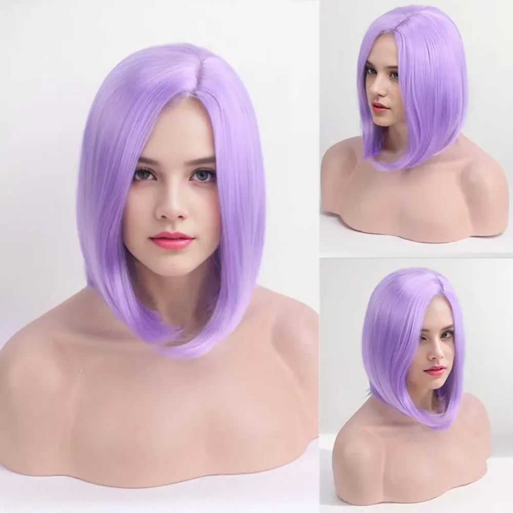 Bar Dress Up Headwear Color Wig Fashion Woman Gradient Long Curly Hair Lady Daily Wear Side Parted Bangs Shoulder Length Hair